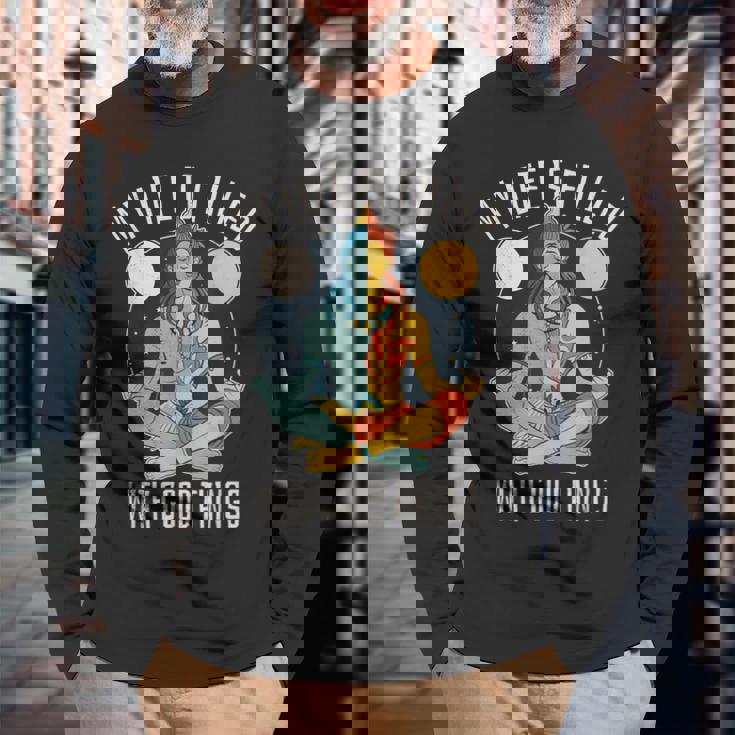 シヴァ。私の人生は良いことでいっぱいです。禅。ヨガ。 長袖Tシャツ 高齢者への贈り物