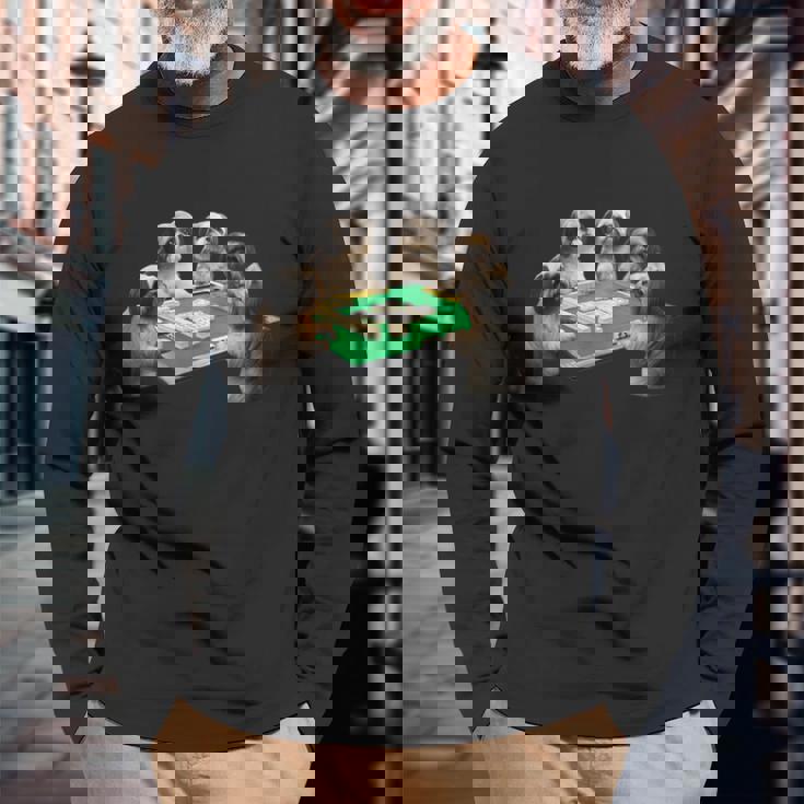 シーズー イヌ 麻雀 面白いtシャツ 犬 文字入り メンズ おもしろ 面白い 服 おもしろグッズ ネタ 雀士 長袖Tシャツ 高齢者への贈り物