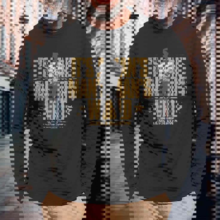 ジェームス・ブラウン・マンのワールド・ダンシング・シルエット 長袖Tシャツ 高齢者への贈り物