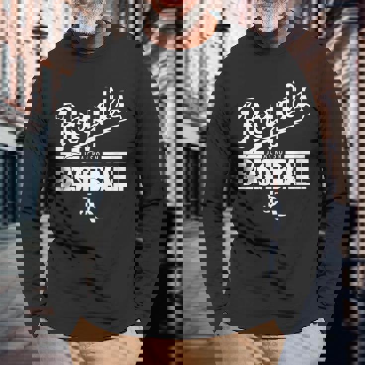 ジャクソン・ロイヤルズベースボールホワイト 長袖Tシャツ 高齢者への贈り物