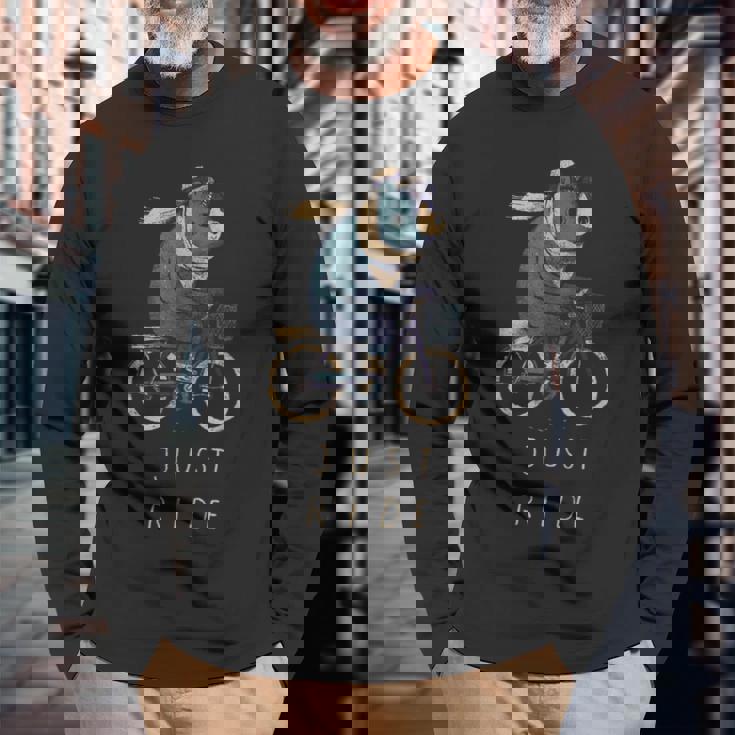 ジャストライド バイクティー。自転車用ティーの上のかわいい熊 長袖Tシャツ 高齢者への贈り物