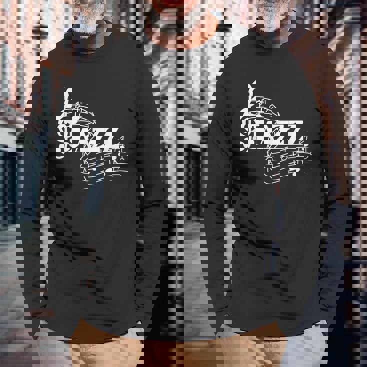 ジャズミュージシャン 楽譜 ジャズノート 長袖Tシャツ 高齢者への贈り物