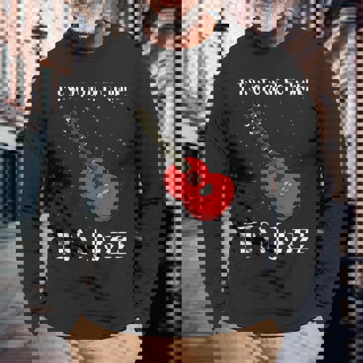 ジャズミュージックとジャズギター-調子が狂っていない 長袖tシャツ 長袖Tシャツ 高齢者への贈り物