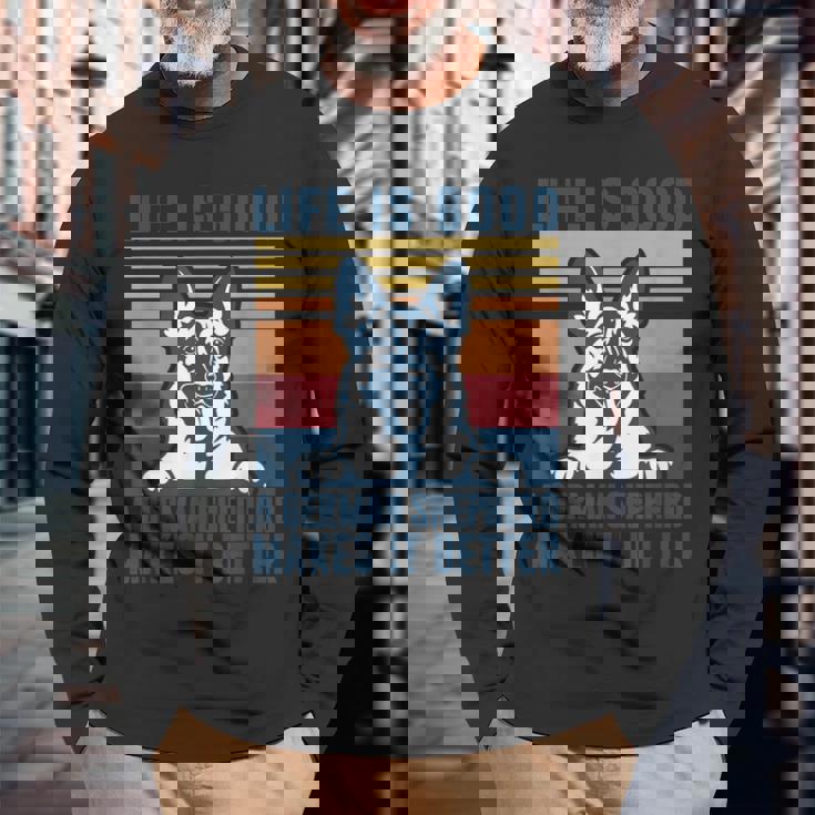 ジャーマンシェパード ギフト メンズ レディース 犬 父 母 ジャーマンシェパード 長袖Tシャツ 高齢者への贈り物