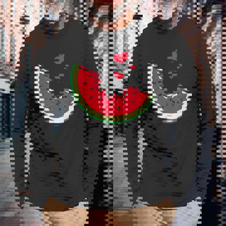 スイカ スライス メロン 夏休み シーズン フルーツ愛好家 長袖Tシャツ 高齢者への贈り物