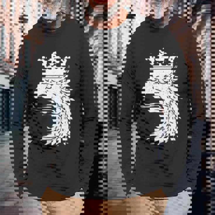 スカニアスウェーデン紋章フラッググリフィン 長袖tシャツ 長袖Tシャツ 高齢者への贈り物