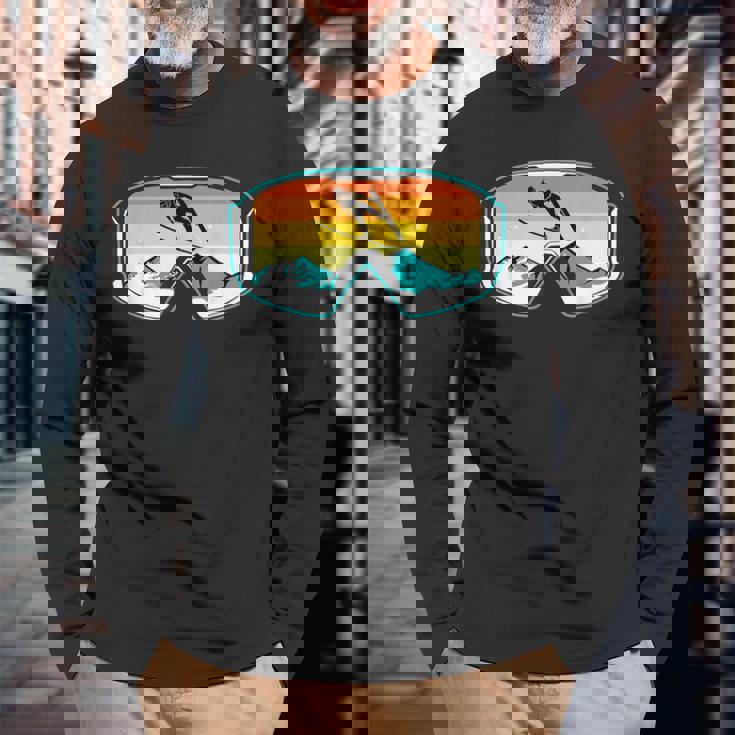 スキー 山 スキー ジャンプ 長袖Tシャツ 高齢者への贈り物