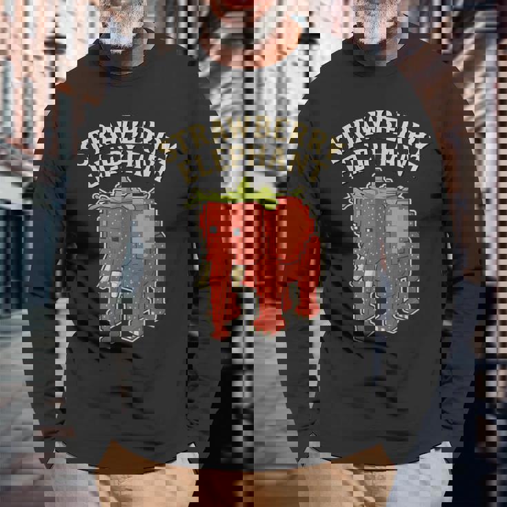 ストロベリーエレファント 面白いイタリアンブレインロットゲームミーム 長袖Tシャツ 高齢者への贈り物