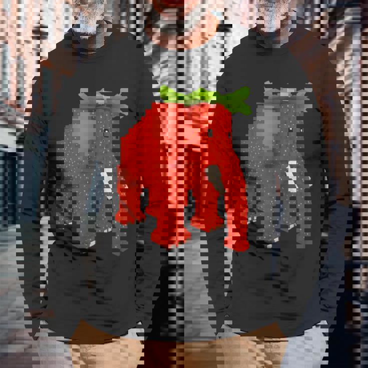 ストロベリーエレファントスティールブレインロットシークレットレアビデオゲーム 長袖Tシャツ 高齢者への贈り物