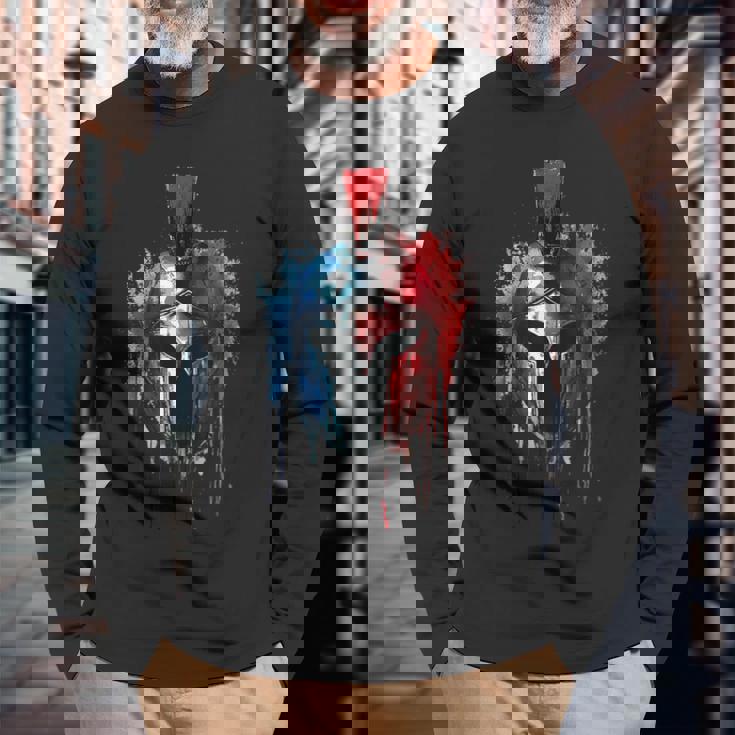 スパルタ スパルタン ファイター ヘルメット ギリシャ レオニダス スパルタ 長袖Tシャツ 高齢者への贈り物