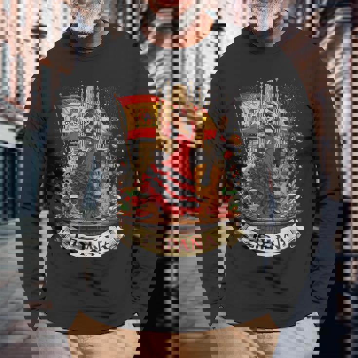 スペイン フラメンコ セビリア アンダルシア バルセロナ 長袖Tシャツ 高齢者への贈り物