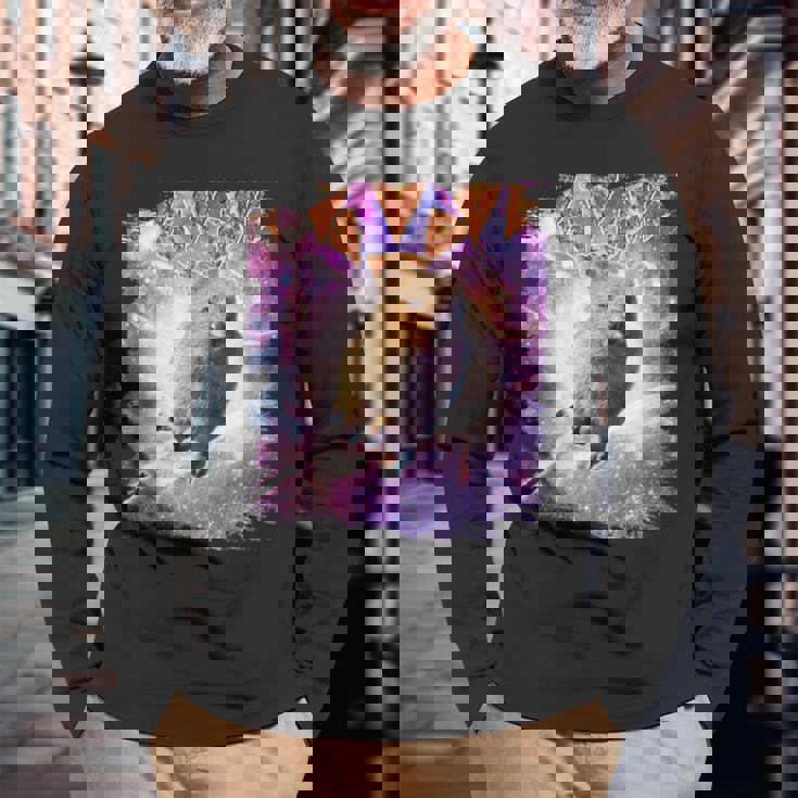 スペースギャラクシーquokka ワラビー ピザ付き 長袖Tシャツ 高齢者への贈り物