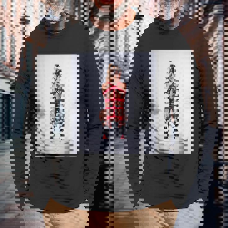 セクシーガールグラフィックtシャツ シバリロープのセクシーなピンナップガール 長袖Tシャツ 高齢者への贈り物