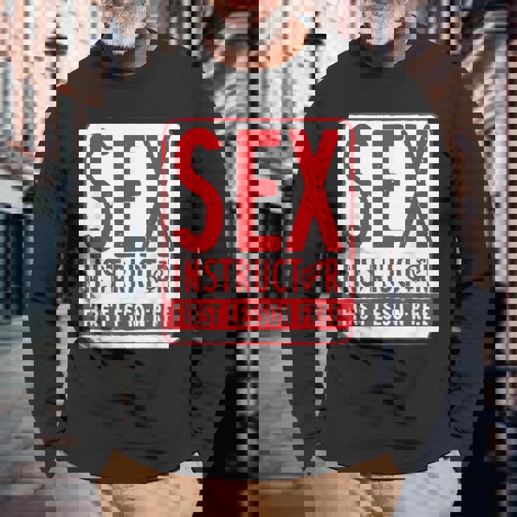セックスインストラクター、バチェラーパーティー、面白いバチェラーパーティーのアイデア 長袖Tシャツ 高齢者への贈り物