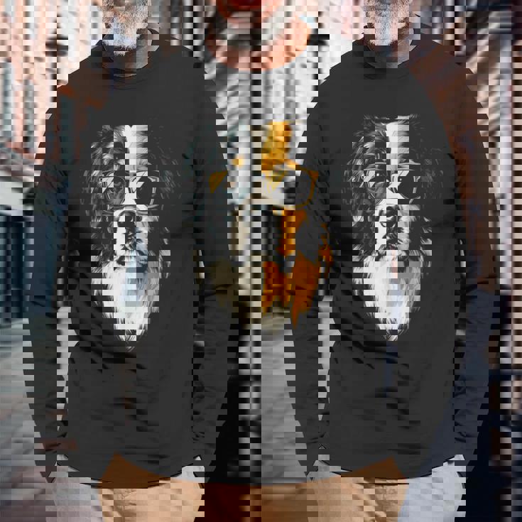 セントバーナード 犬 グラフィック ペット アートワーク セントバーナード 長袖Tシャツ 高齢者への贈り物