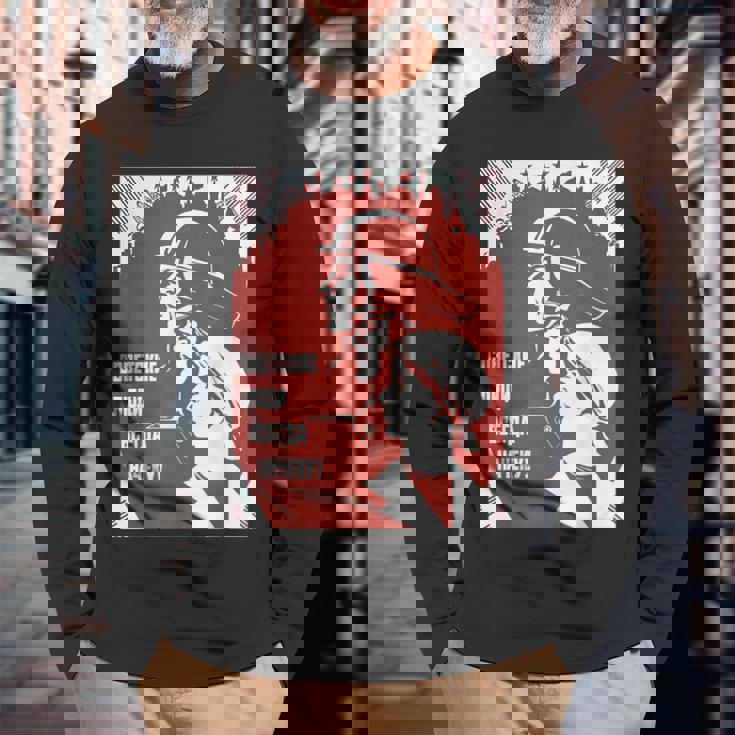 ソビエト連邦 ワーキングクラス プロパガンダポスター Cccp 長袖Tシャツ 高齢者への贈り物