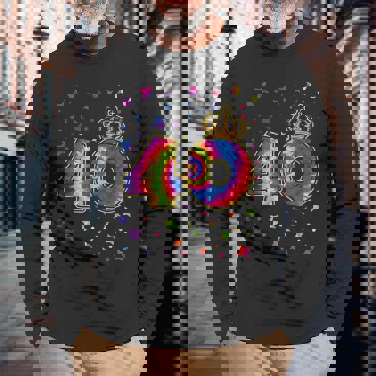 タイダイ 40歳の誕生日パーティー 40歳 お祝い 長袖Tシャツ 高齢者への贈り物