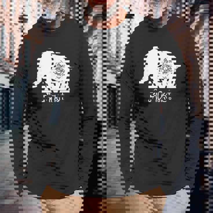 タイプーケット 象 グラフィック タイ土産 旅行ギフト 長袖Tシャツ 高齢者への贈り物