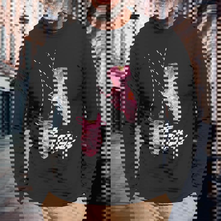 タップダンサー レトロフラワー タップダンサーデザイン タップダンス 長袖Tシャツ 高齢者への贈り物