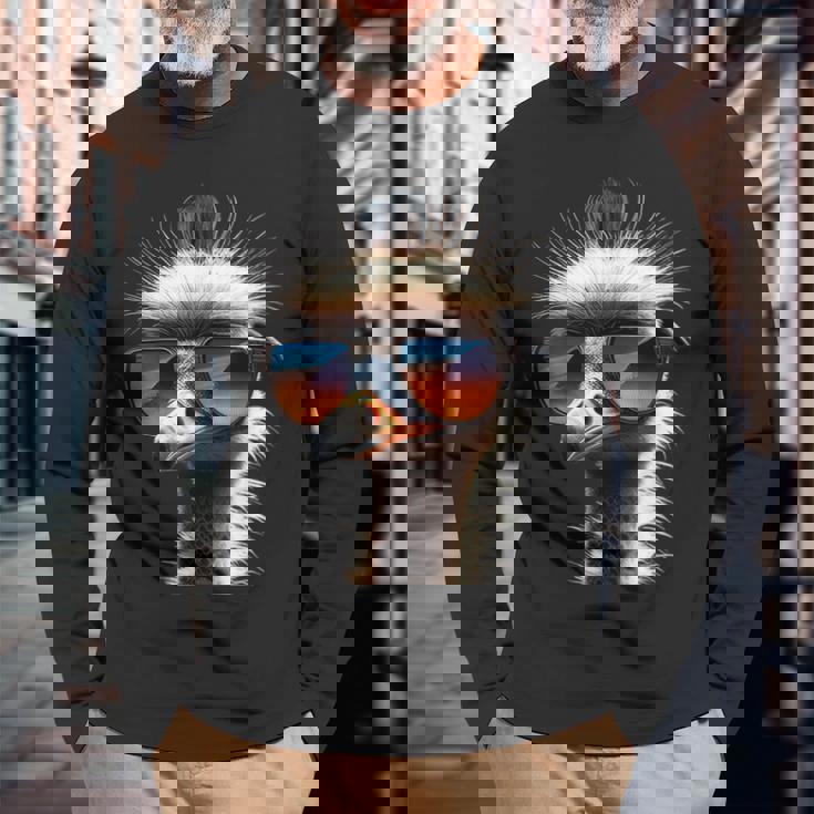 ダチョウ 鳥 エミュー ラタイト 私はダチョウが大好きです 疑惑のダチョウ 長袖Tシャツ 高齢者への贈り物