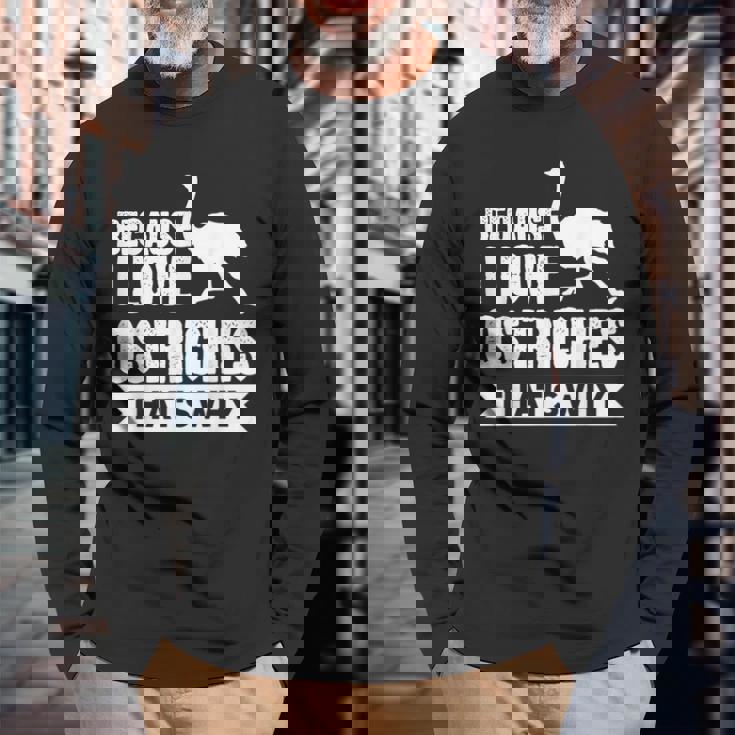 ダチョウが大好きだからだからダチョウ 長袖Tシャツ 高齢者への贈り物