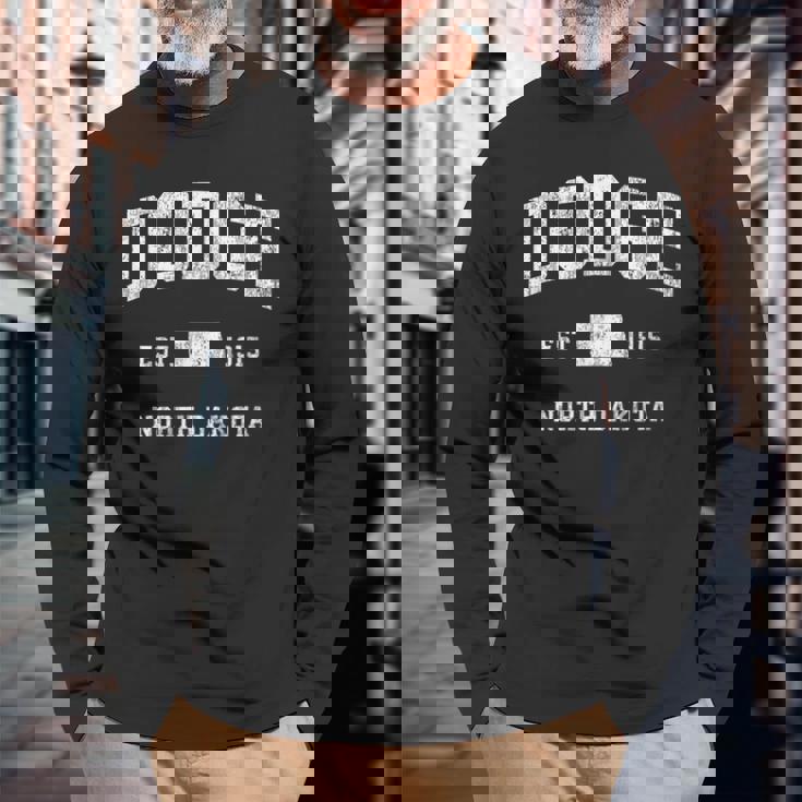 ダッジ ノースダコタ Nd ヴィンテージ アスレチック スポーツデザイン 長袖Tシャツ 高齢者への贈り物