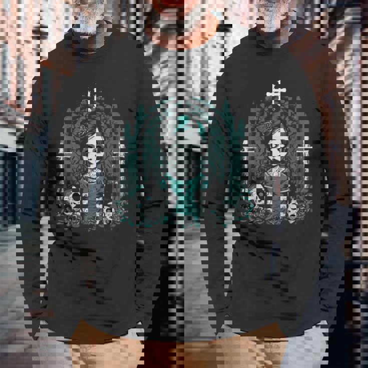 ダーク ゾンビ ゴシック人形 ちびスタイルと不気味な 長袖Tシャツ 高齢者への贈り物