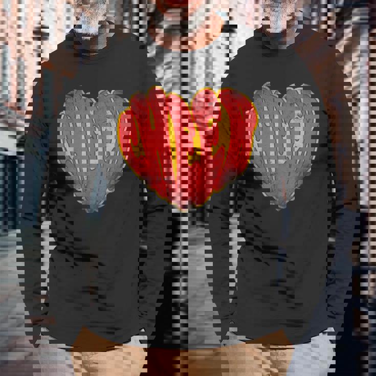 チア チアリーディング ハート ヴィンテージ チア 長袖Tシャツ 高齢者への贈り物