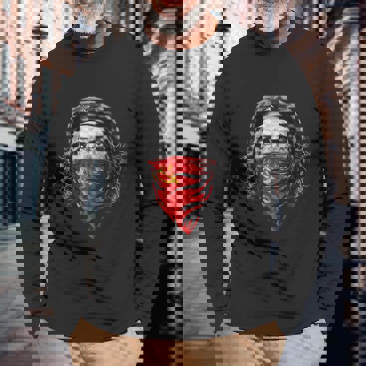 チェゲバラソビエトハンマーと鎌 レッドバンダナ 長袖Tシャツ 高齢者への贈り物