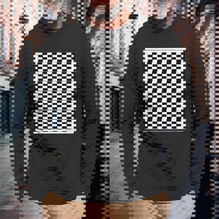 チェッカー柄チェス 長袖Tシャツ 高齢者への贈り物