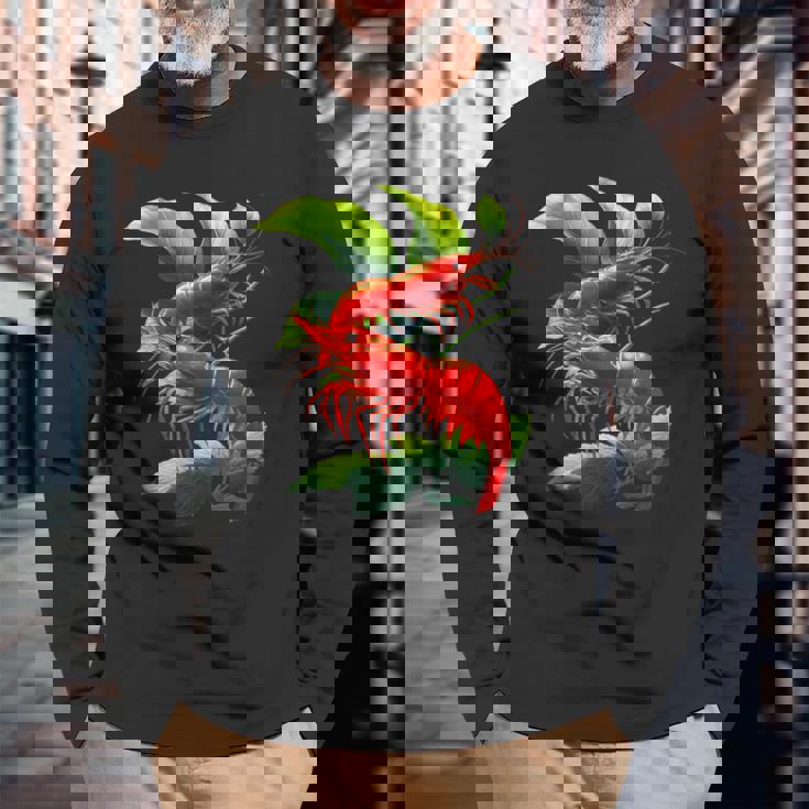 チェリーシュリンプ ブリーダー ネオカラディナ 淡水水族館 エビ 長袖Tシャツ 高齢者への贈り物