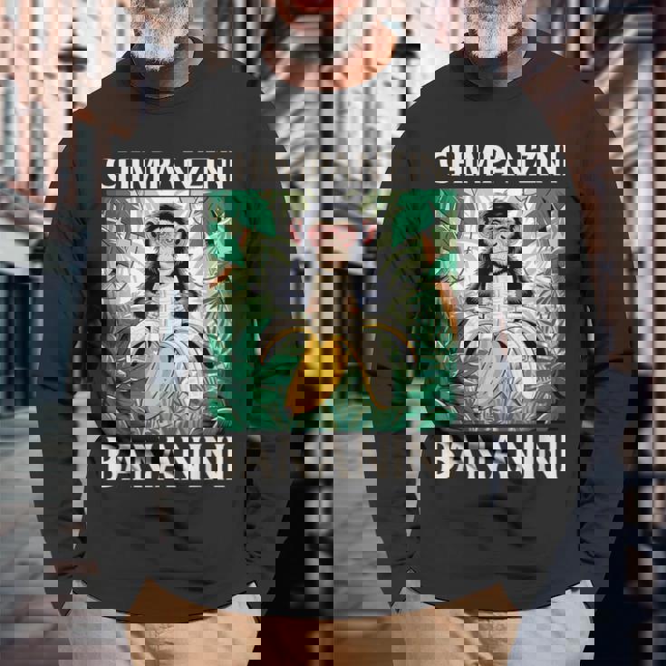 チンパンジーニ バナニーニ イタリアン ブレイン ロート ミーム 長袖Tシャツ 高齢者への贈り物