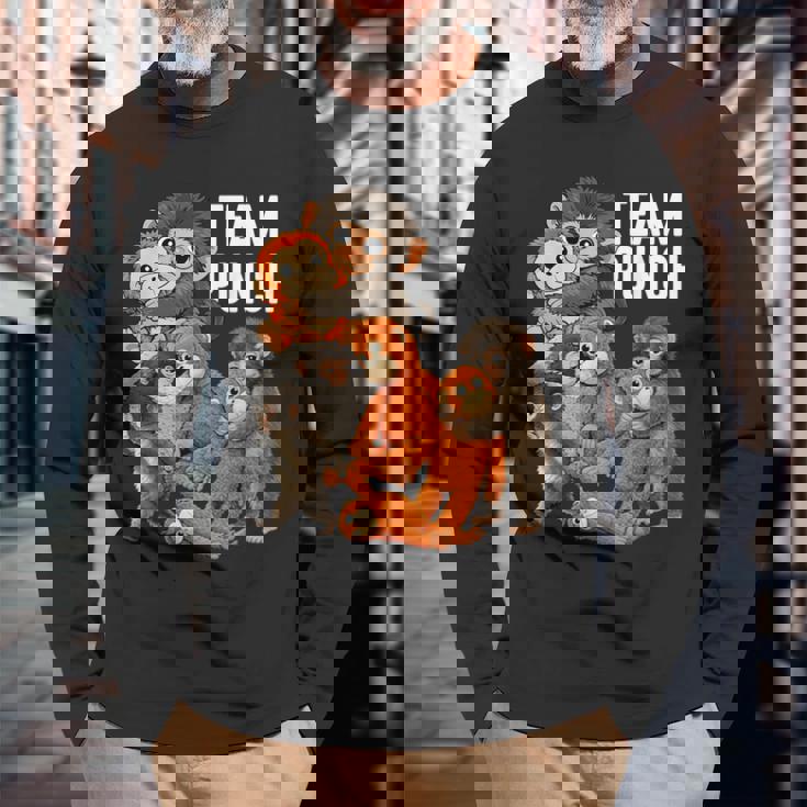 チームパンチ パンチくん 日本 赤ちゃん 猿 かわいい 長袖Tシャツ 高齢者への贈り物