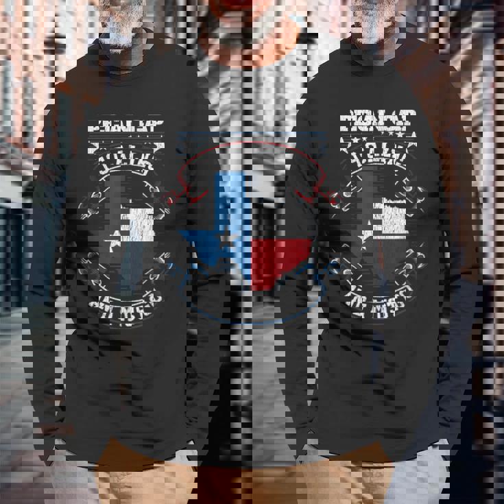 テキサスのピーカンギャップが電話していて、私は行かなければなりません 長袖Tシャツ 高齢者への贈り物