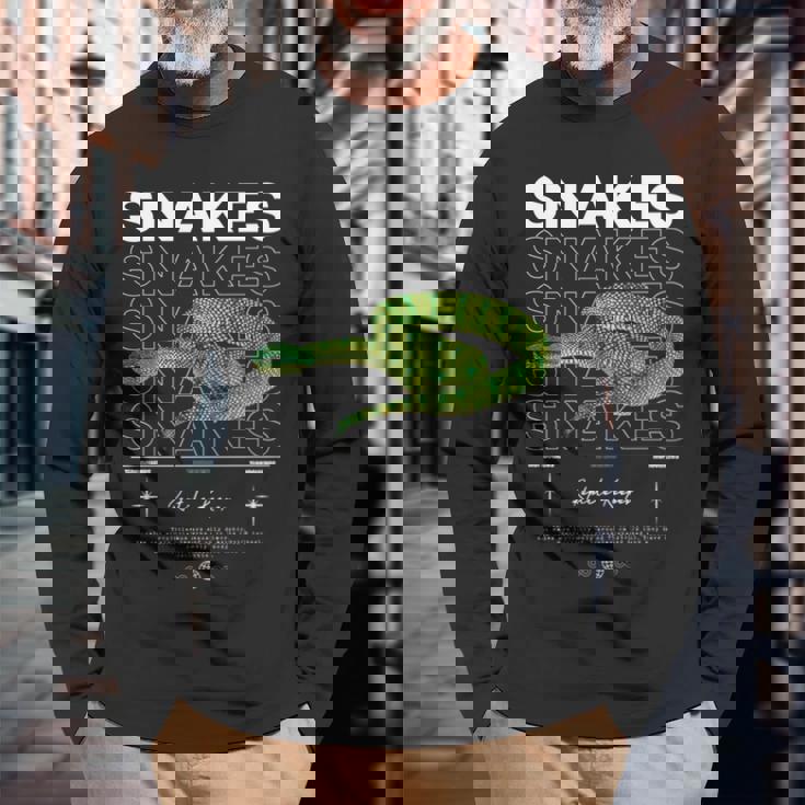 テンプルピットバイパースネークストリートウェア爬虫類キーパー 長袖tシャツ 長袖Tシャツ 高齢者への贈り物