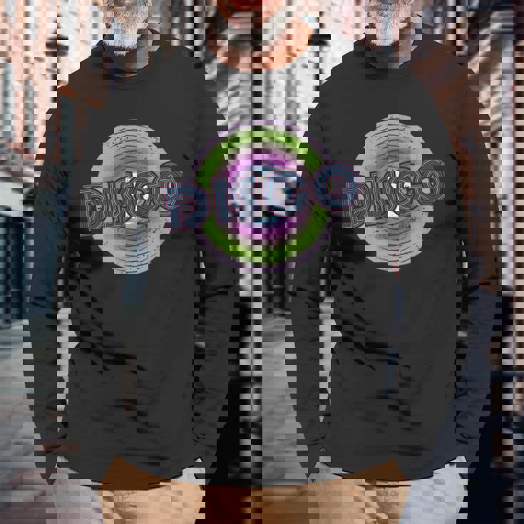 ディスコビニールレコード 長袖Tシャツ 高齢者への贈り物