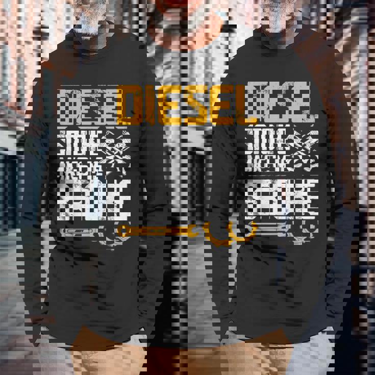 ディーゼルの煙で骨が折れる 長袖Tシャツ 高齢者への贈り物