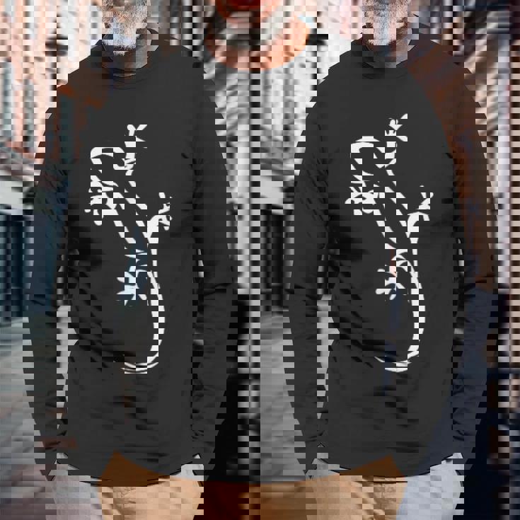 トカゲのヤモリとスケーリーアパレル 長袖Tシャツ 高齢者への贈り物