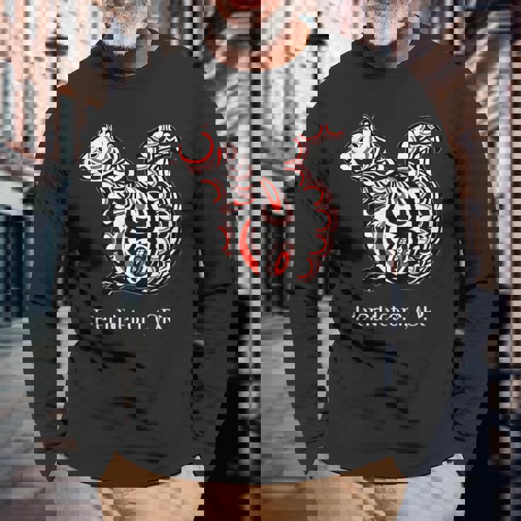 トライバル リス ペンドルトン オレゴン Pnw ネイティブアメリカン 長袖Tシャツ 高齢者への贈り物