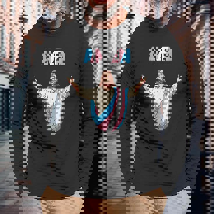 トランスジェンダー・ジーザス 誇りをもって信じ、信仰する。 長袖Tシャツ 高齢者への贈り物