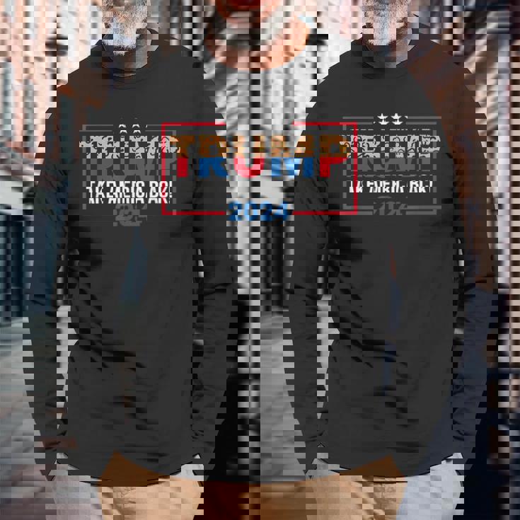 トランプ 2024 アメリカを取り戻す トランプ大統領 長袖Tシャツ 高齢者への贈り物