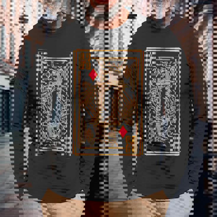 トランプ レトロ ダイヤモンド キング 長袖Tシャツ 高齢者への贈り物