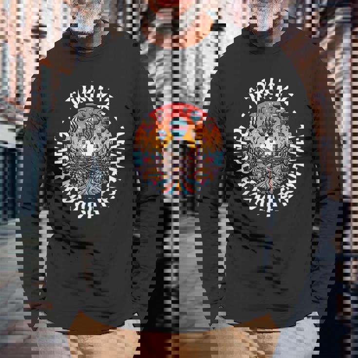 トルコ休暇、テュルキエカッパドキア熱気球フェスティバル 長袖Tシャツ 高齢者への贈り物