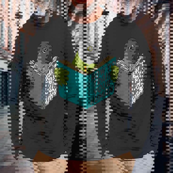 トレイン・ユア・ヒューマン I ブック・パロット I セネガルオウム 長袖Tシャツ 高齢者への贈り物