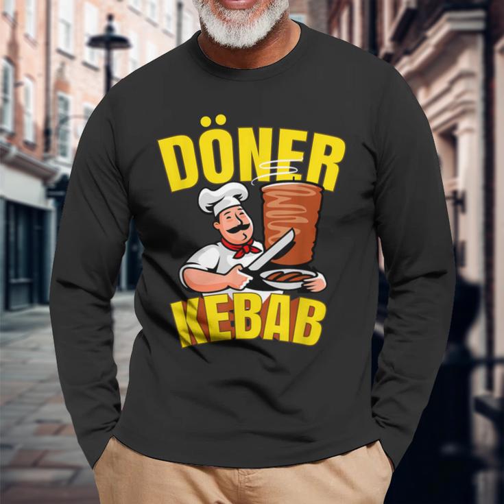 ドネルケバブドネルケバブドネルケバブグリルドネルケバブドネルケバブ 長袖Tシャツ 高齢者への贈り物