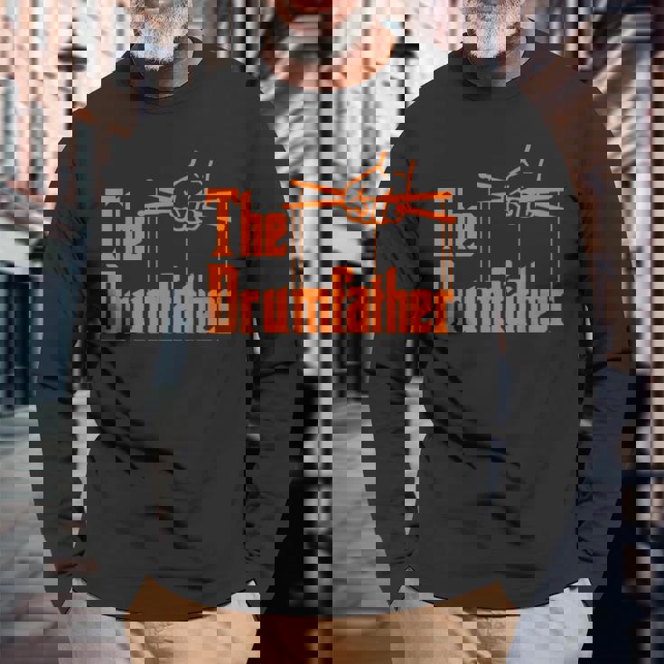 メンズ ドラマーのためのドラマーの面白い引用 長袖Tシャツ 高齢者への贈り物