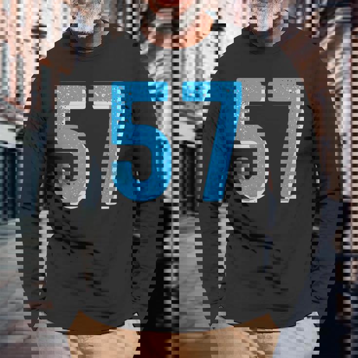 ナンバー 57 スポーツブルーナンバー 長袖Tシャツ 高齢者への贈り物