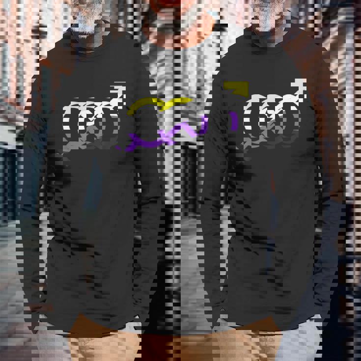 ノンバイナリー・プライド無限大 長袖Tシャツ 高齢者への贈り物