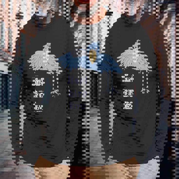 ハシビロコウさん 『ウェルカム』どうぶつフレンズ 動物園の生き物 大きな鳥 長袖Tシャツ 高齢者への贈り物