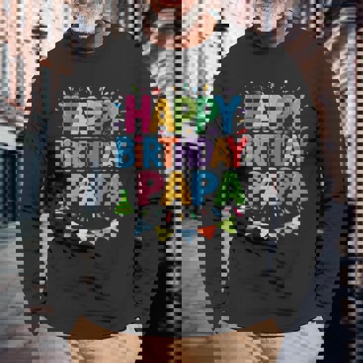 ハッピーバースデーパパはパパの誕生日 長袖tシャツ 長袖Tシャツ 高齢者への贈り物